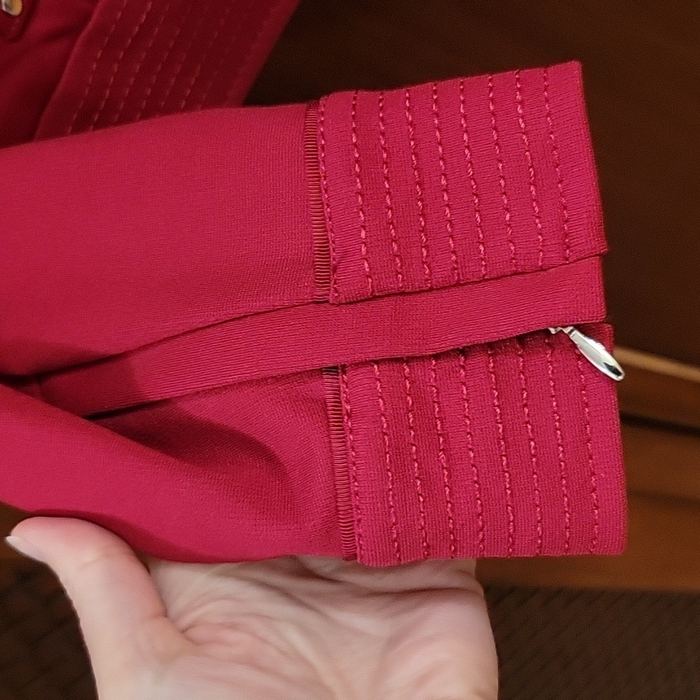 WHBM | Red Moto Style Office Jacket with Ruffle Detail - size 10P - Picture 6 of 12